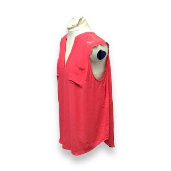 Torrid Women’s Plus Lace Cap Sleeve and Shoulder V Neck Blouse, Coral, size 2X - Picture 2 of 7